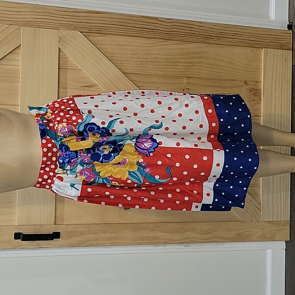 Vintage | Handmade Floral & Dot Print Skirt | See Measurements